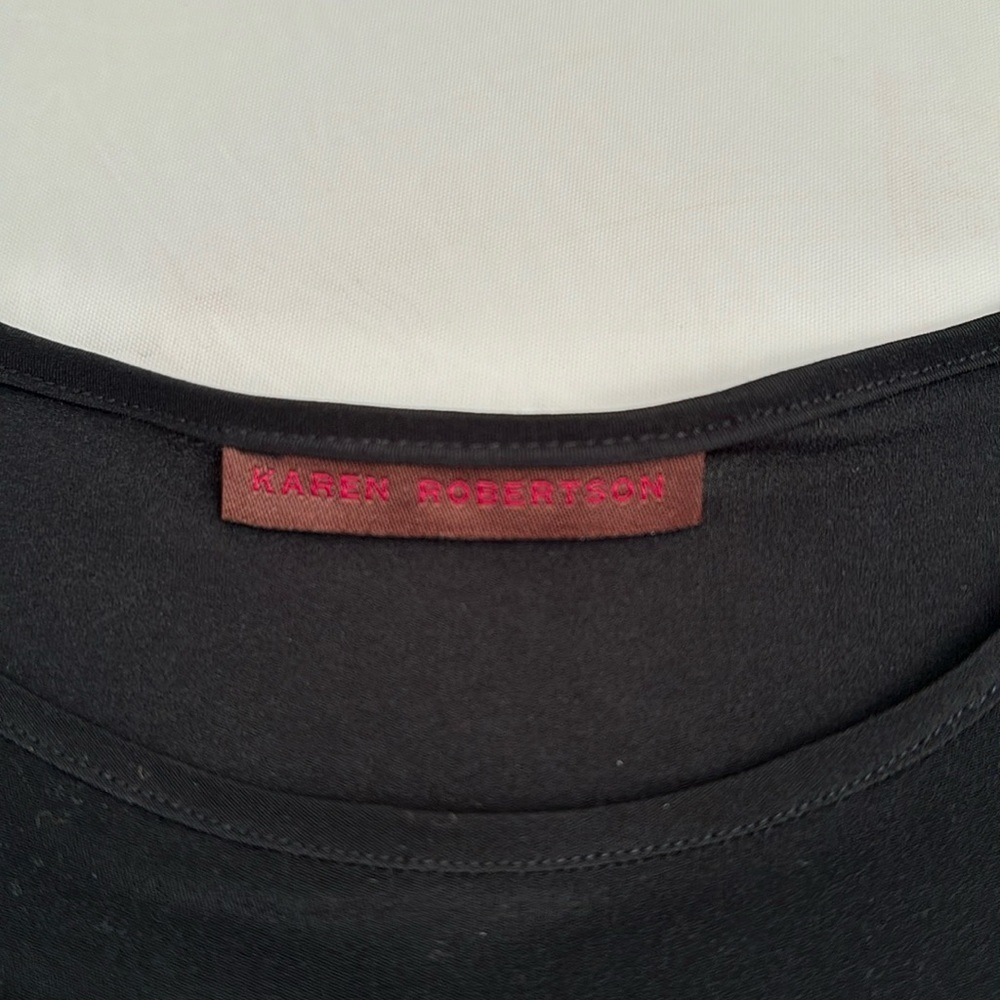 Karen Robertson black stretch fitted cut-out top M - Picture 6 of 12